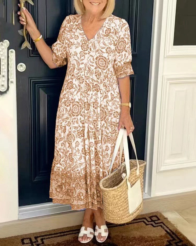 Tallis | Túnica Floral Viscosa con Escote en V