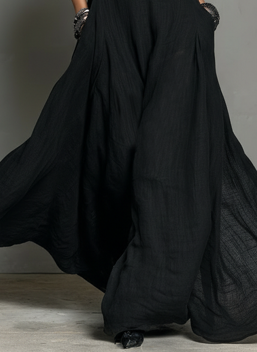 Vestido Maxi Sin Mangas en Mezcla de Lino Minimalista para Mujer