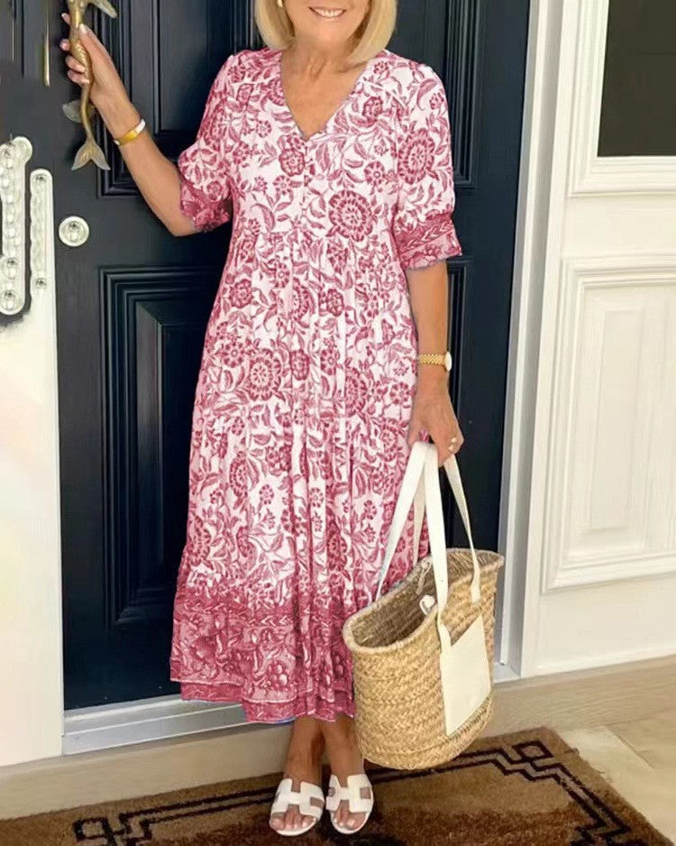 Tallis | Túnica Floral Viscosa con Escote en V