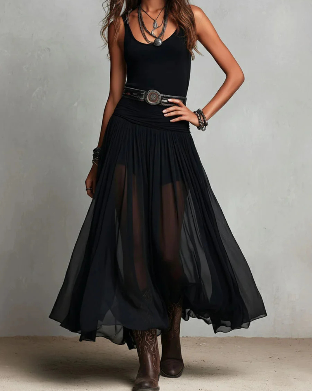 ENSEMBLE EUPHORIE - Vestido Elegante de Doble Capa