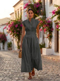 Vestido Midi Plisado Clara en gris