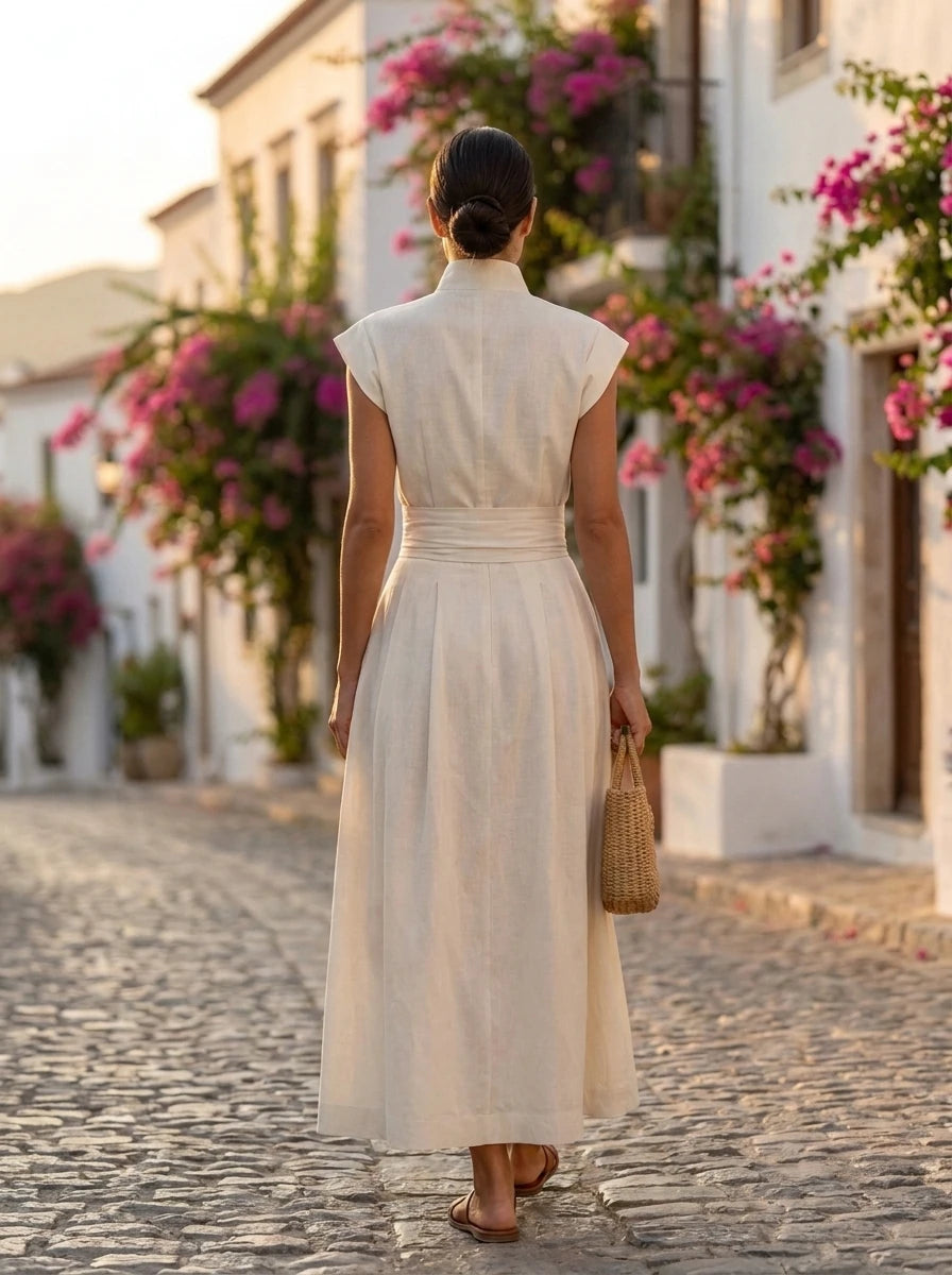 Vestido Midi Plisado Clara, vista de espalda