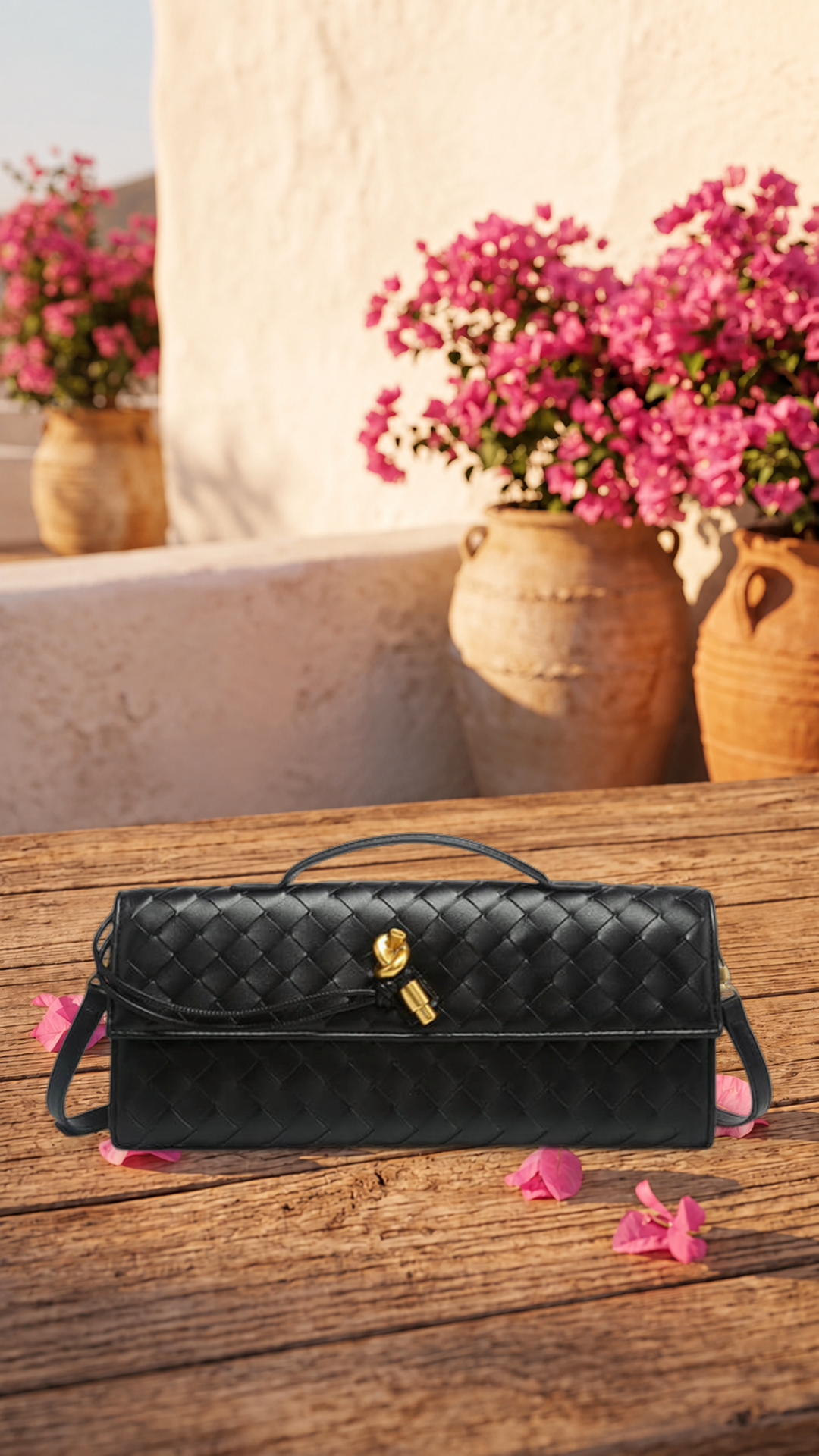 Melanie | Cartera de mano con lazo dorado