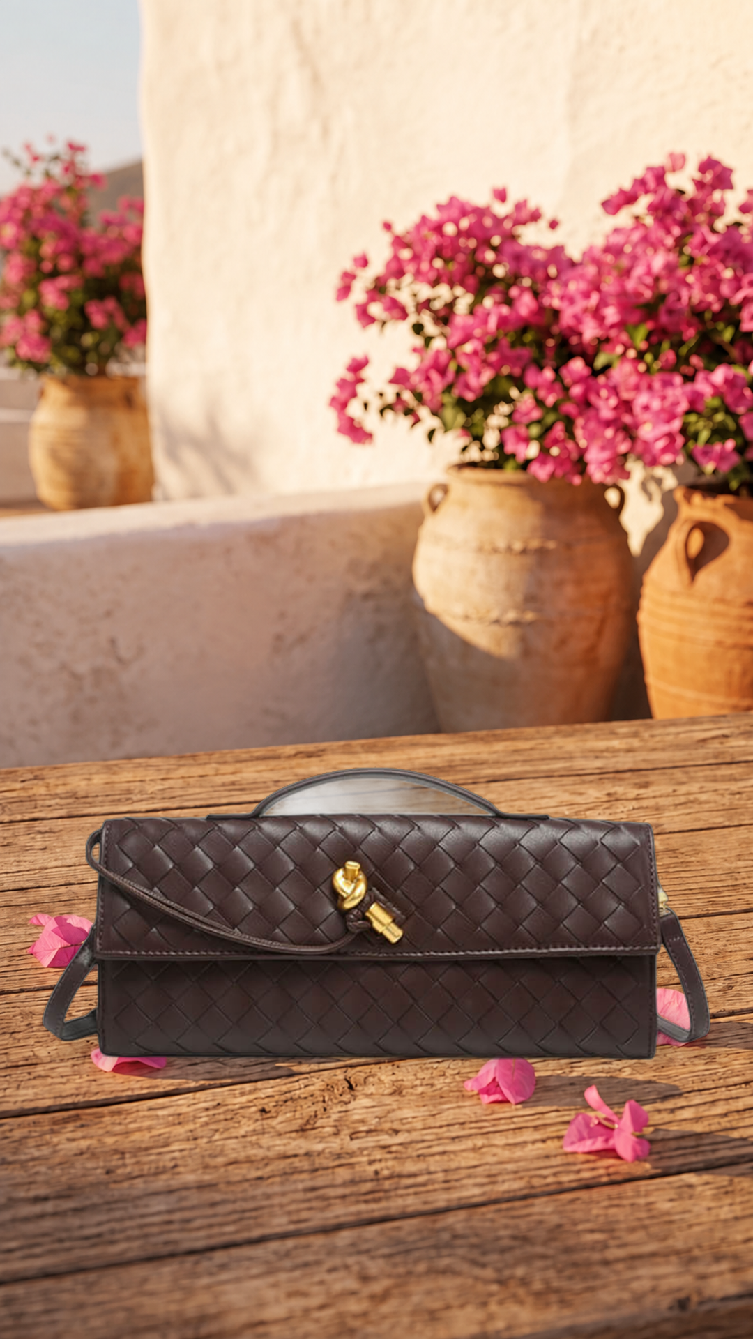 Melanie | Cartera de mano con lazo dorado
