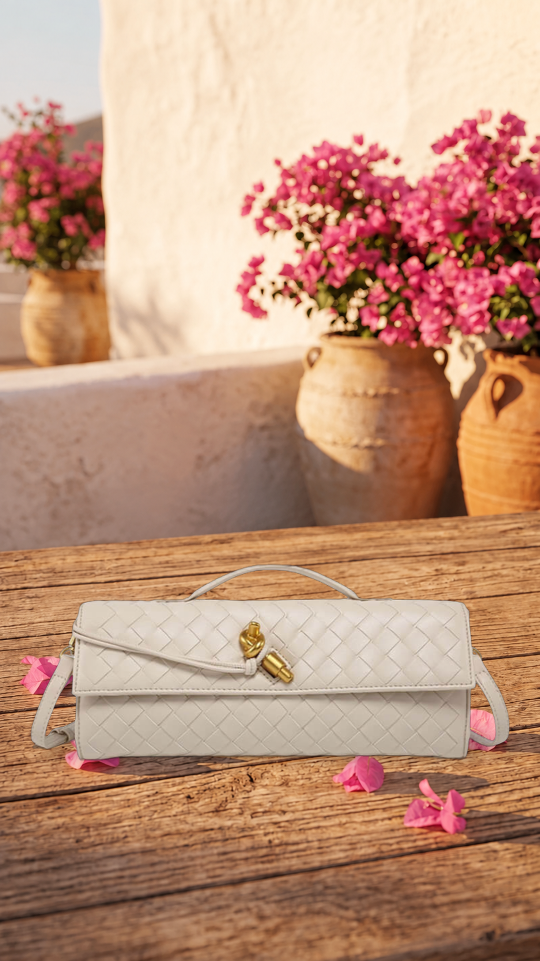 Melanie | Cartera de mano con lazo dorado