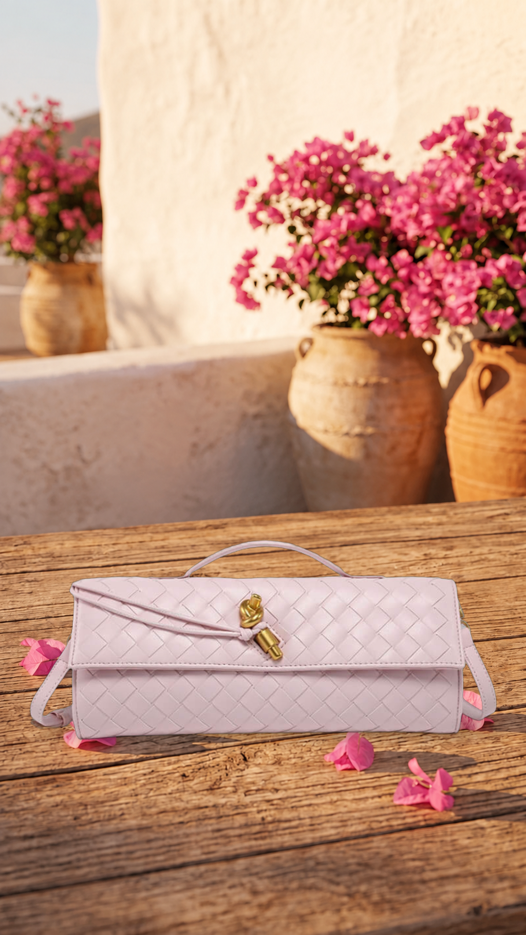 Melanie | Cartera de mano con lazo dorado