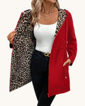 Abrigo reversible con capucha – leopardo y liso