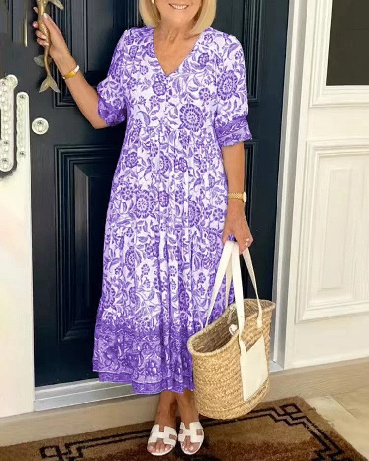 Tallis | Túnica Floral Viscosa con Escote en V