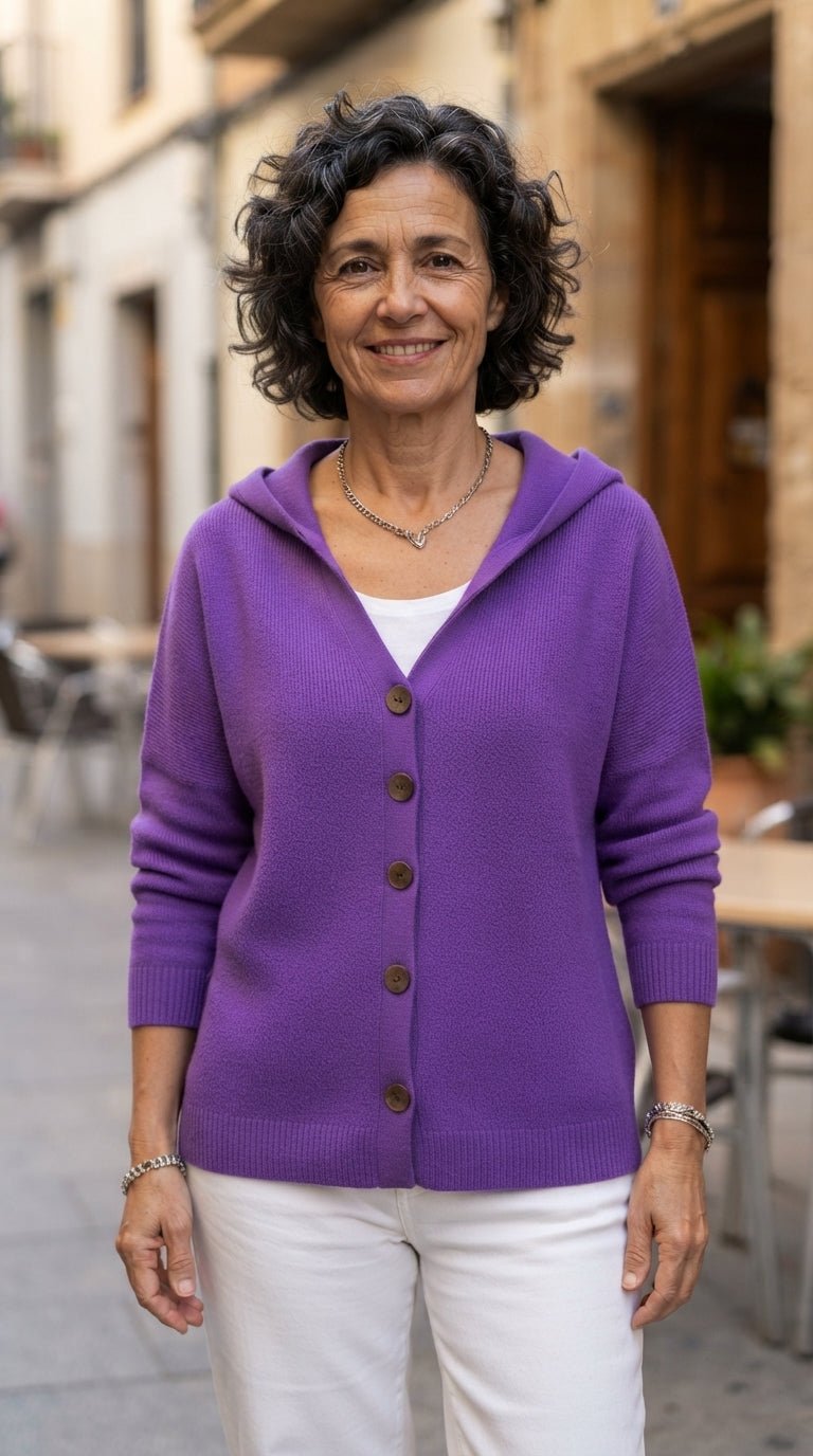 Carlota | Chaqueta de Punto Evasé con Capucha - Cendalia