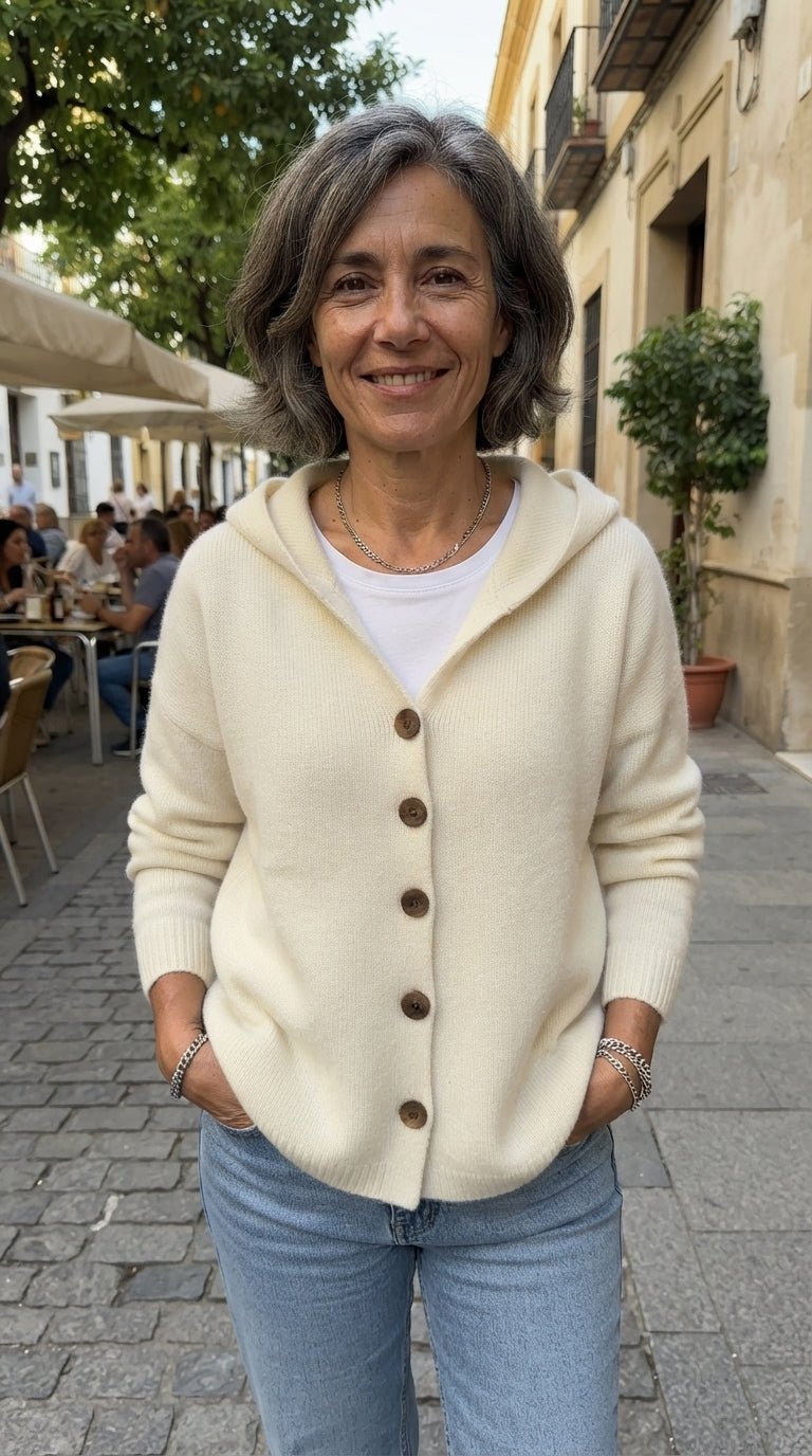 Carlota | Chaqueta de Punto Evasé con Capucha - Cendalia