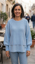 Celia | Jersey Efecto Dos Piezas - Azul