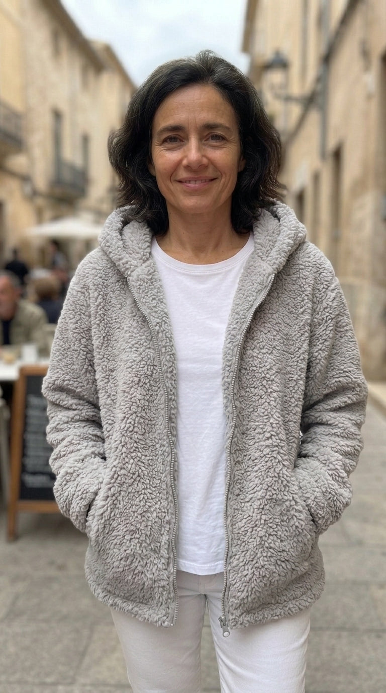 Chaqueta polar con capucha Gris claro