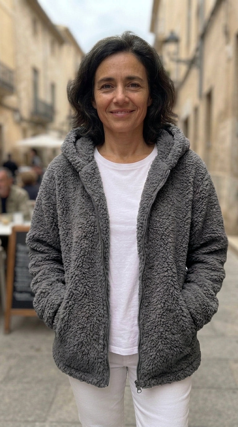 Chaqueta polar con capucha Gris oscuro