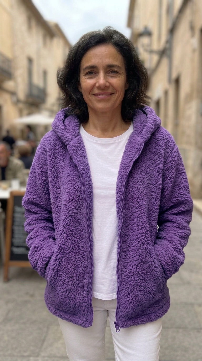 Chaqueta polar con capucha Morado