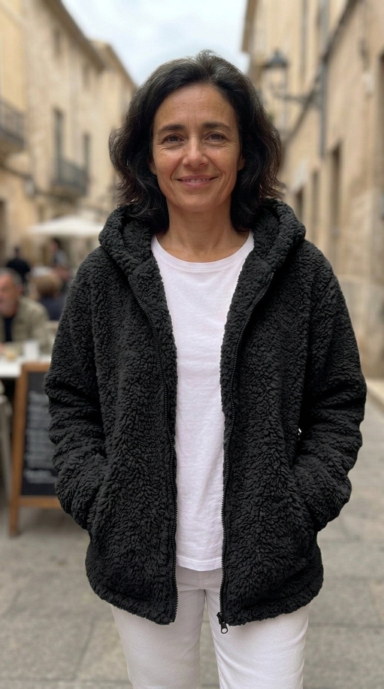 Chaqueta polar con capucha Negro