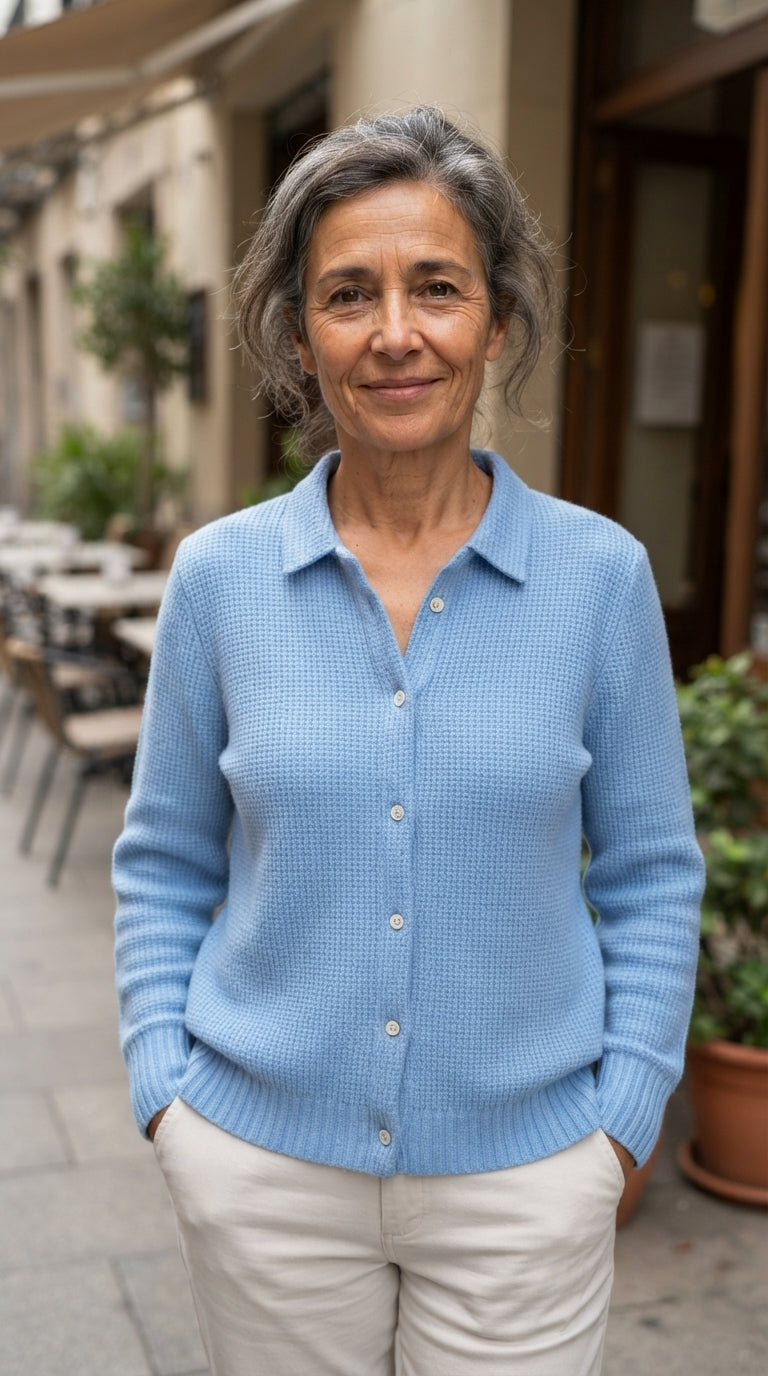 Diana | Chaqueta de Punto Texturizada con Botones - Azul