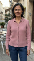 Diana | Chaqueta de Punto Texturizada con Botones - Rosa
