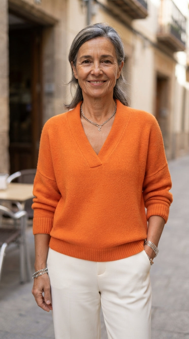 Estela | Jersey Holgado de Pico - Naranja