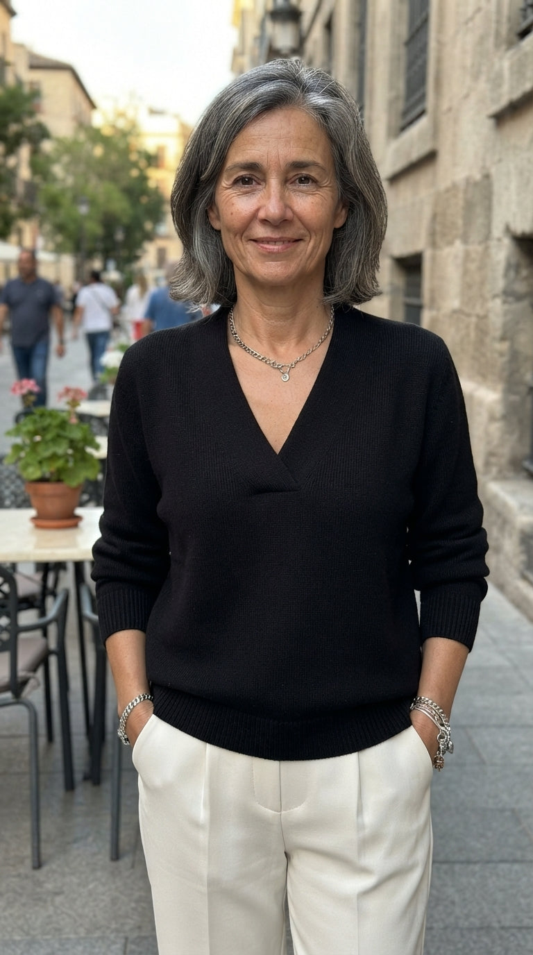 Estela | Jersey Holgado de Pico - Negro