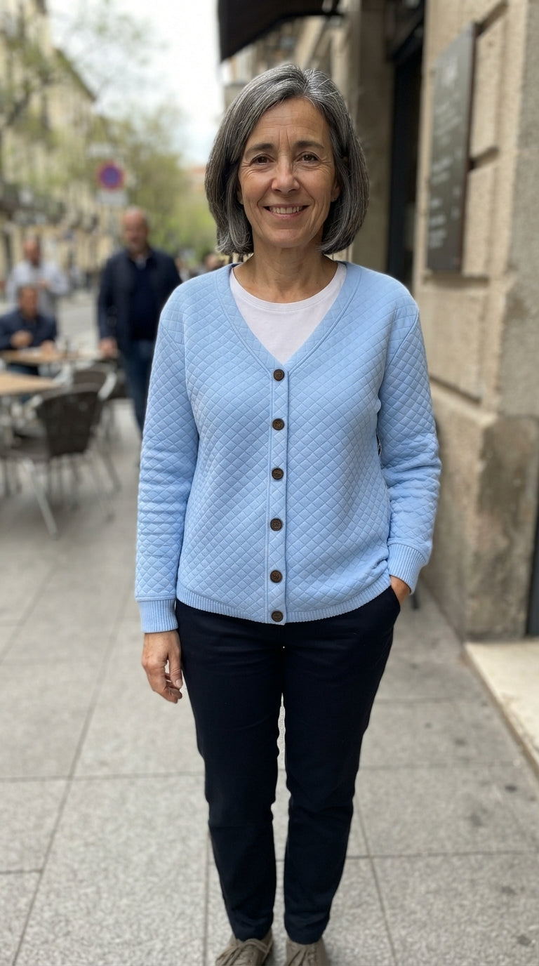 Jimena | Chaqueta de Punto Acolchada en Rombos - Azul