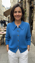 Lola | Chaqueta de Punto con Cuello Camisero - Azul