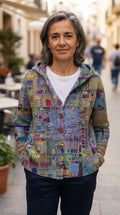 Noelia | Chaqueta de Punto Estampada con Capucha - Morado
