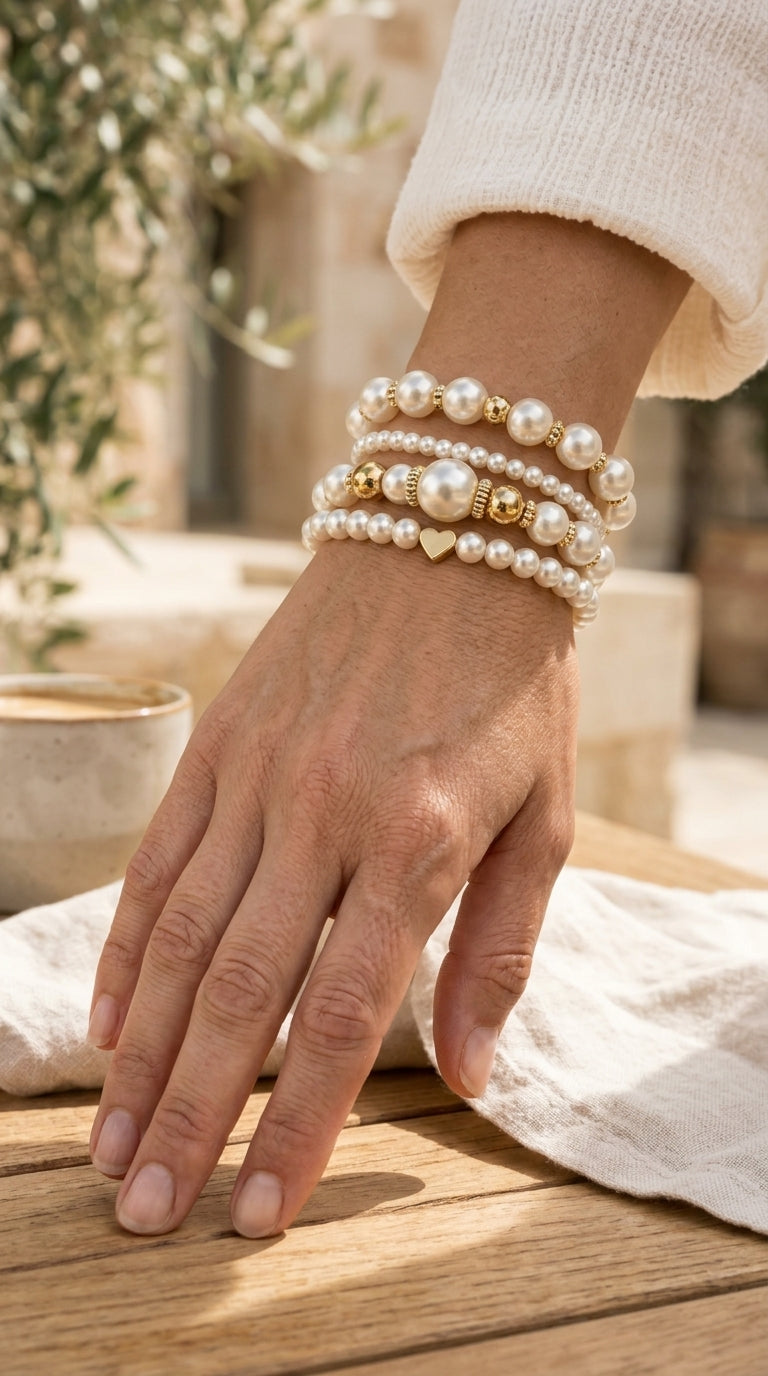 Conjunto de Pulseras de Perlas Atemporales