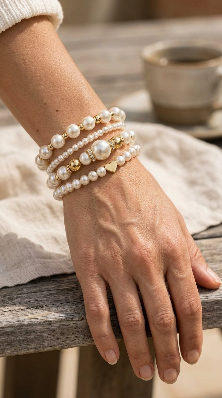 Conjunto de Pulseras de Perlas Atemporales