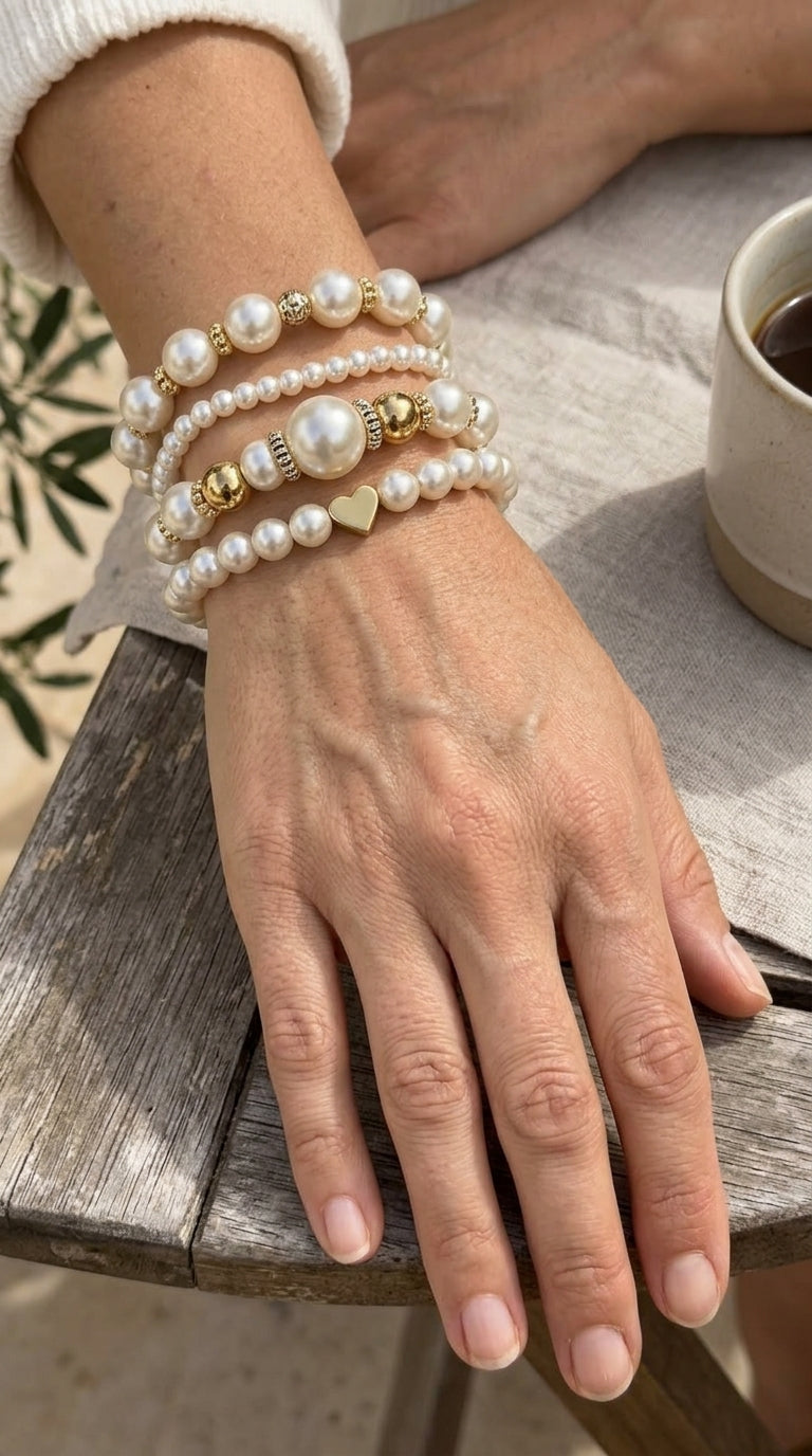 Conjunto de Pulseras de Perlas Atemporales