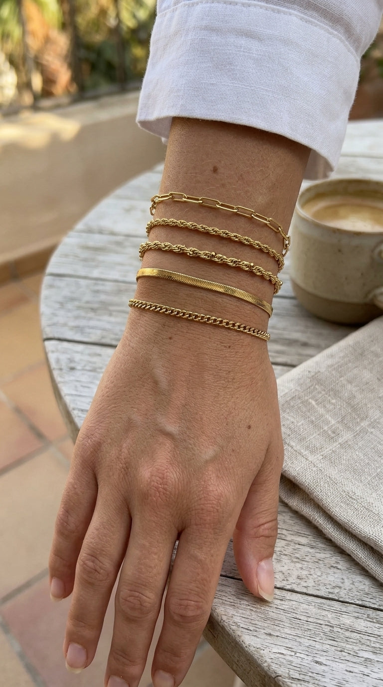 Set de 5 pulseras en oro