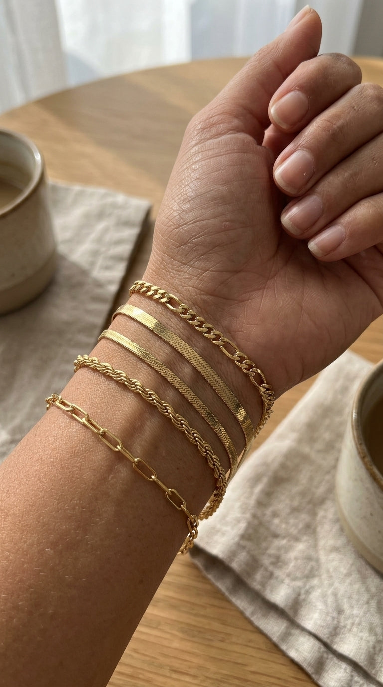 Set de 5 pulseras en oro