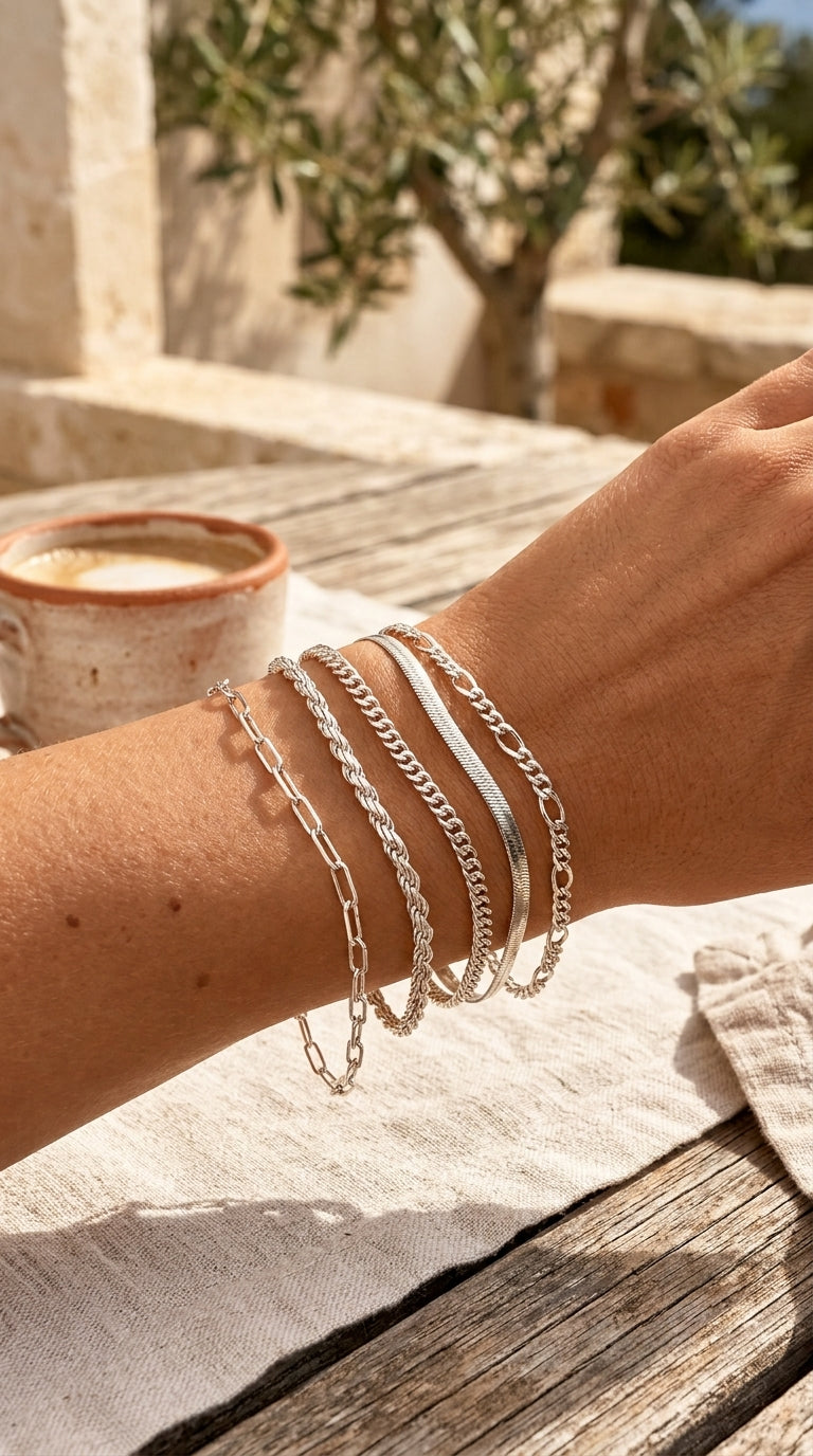 Set de 5 pulseras en oro