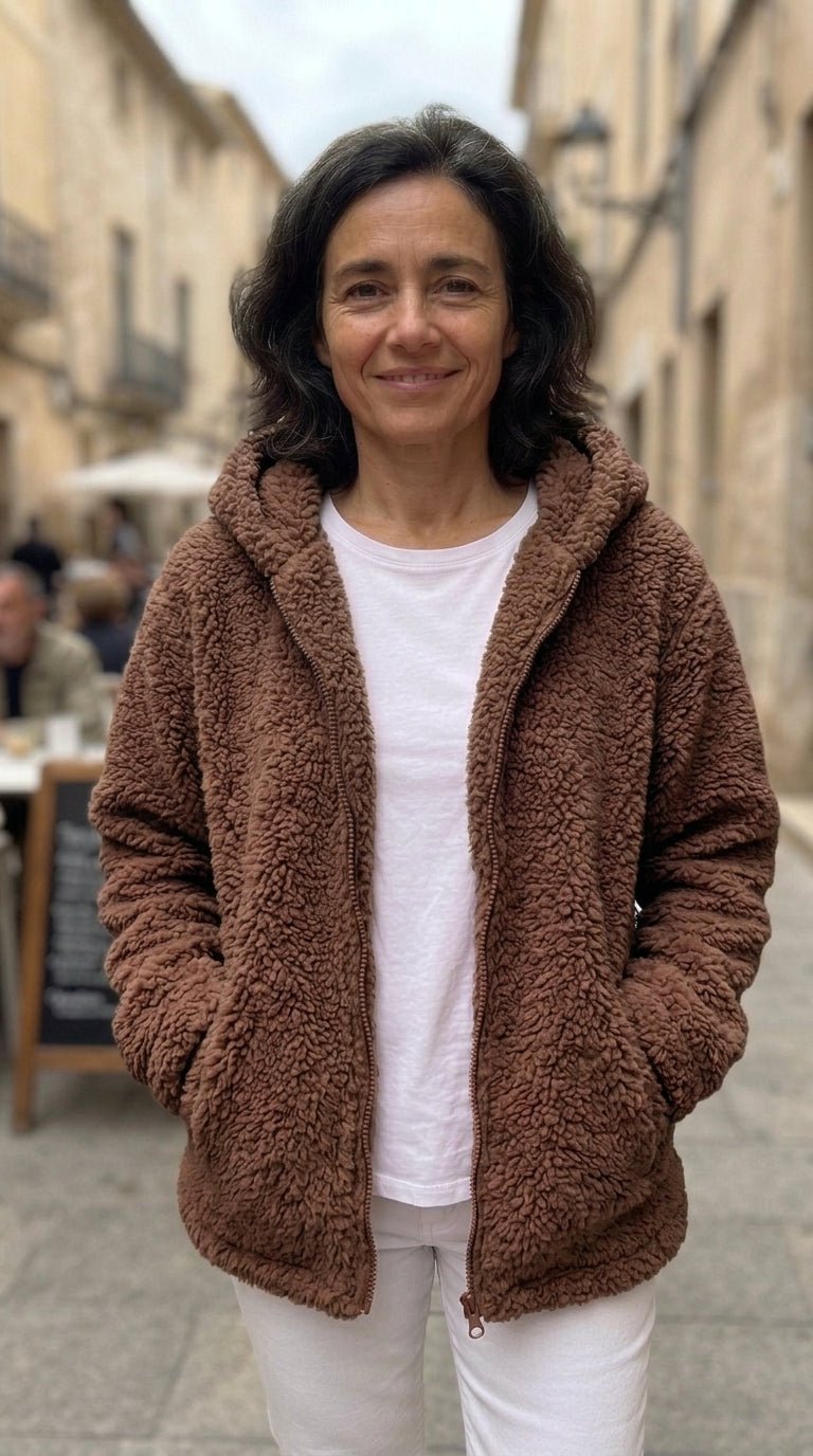Chaqueta Polar con Capucha y Cremallera para Mujer - Cendalia