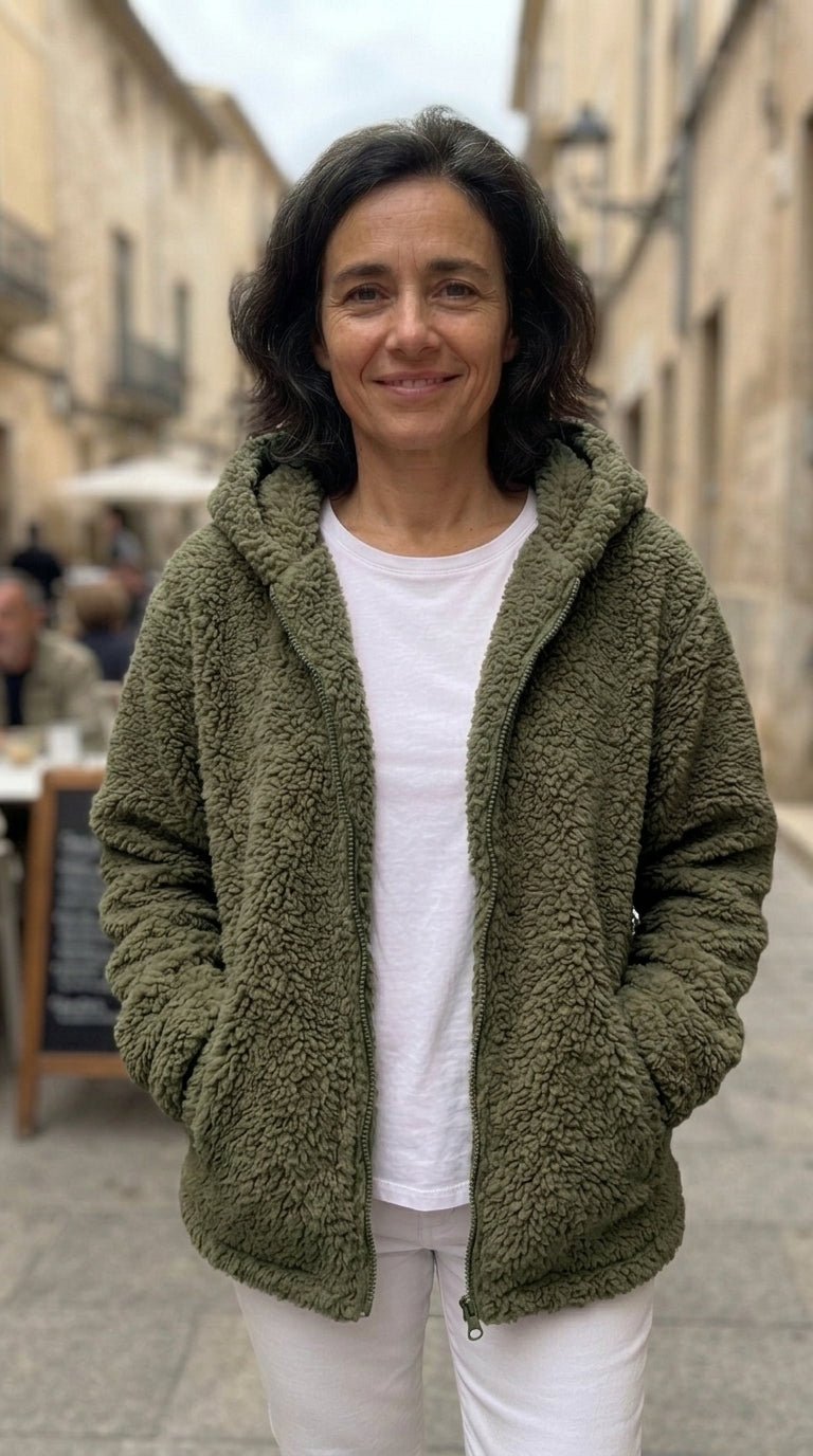 Chaqueta Polar con Capucha y Cremallera para Mujer - Cendalia