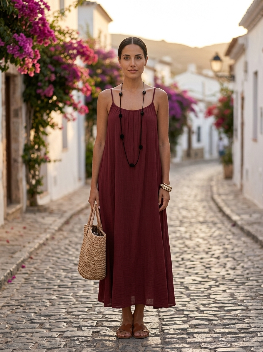 El Vestido Secreto largo, burdeos