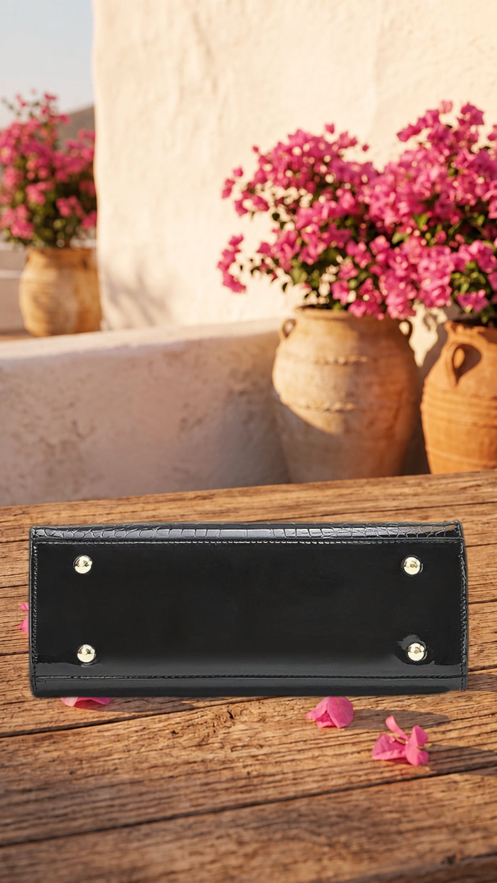 Erain - Bolso brillante en piel con grabado de cocodrilo - Cendalia