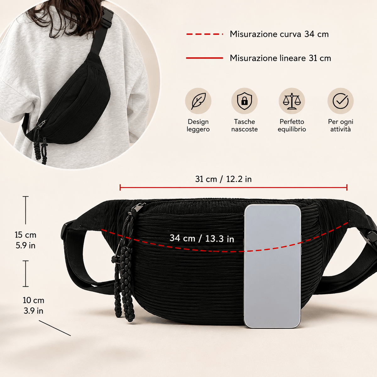Ida | Bolso de hombro de pana - Cendalia