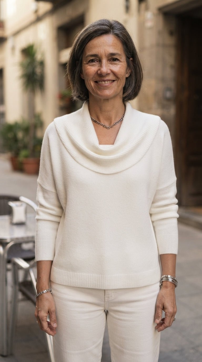Inés | Jersey Fluido de Cuello Drapeado - Cendalia