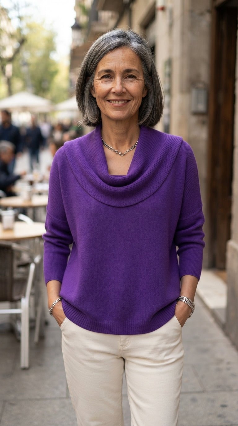 Inés | Jersey Fluido de Cuello Drapeado - Cendalia