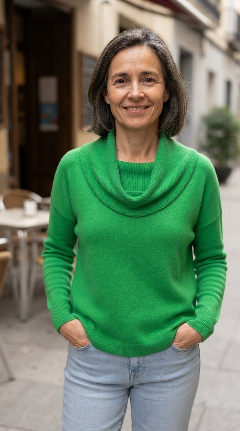 Inés | Jersey Fluido de Cuello Drapeado - Cendalia
