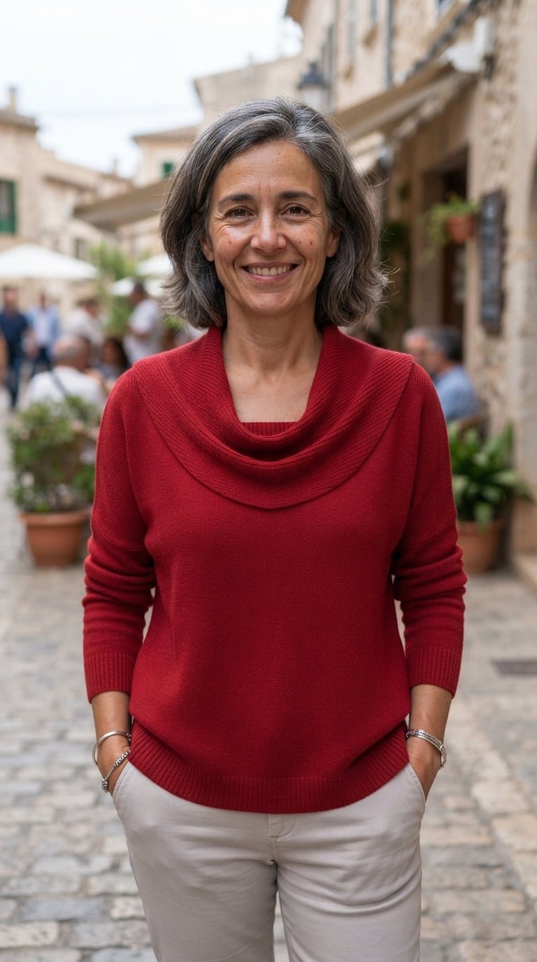 Inés | Jersey Fluido de Cuello Drapeado - Cendalia