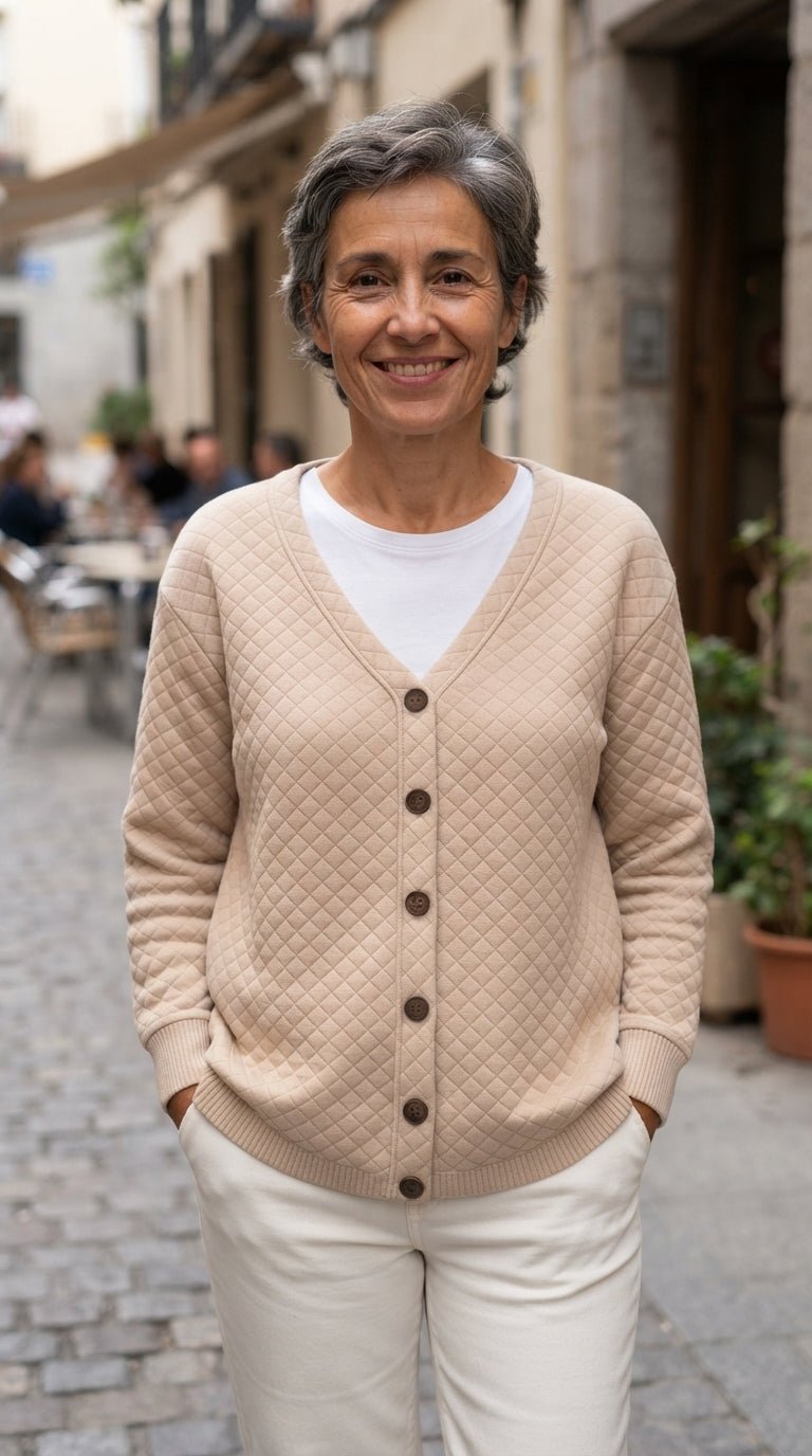 Jimena | Chaqueta de Punto Acolchada en Rombos - Cendalia
