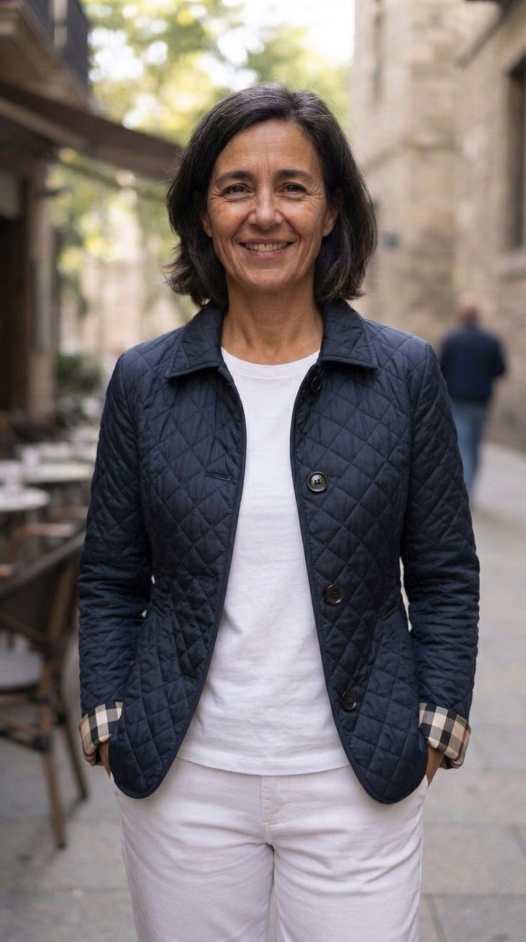Kelly chaqueta acolchada elegante azul marino