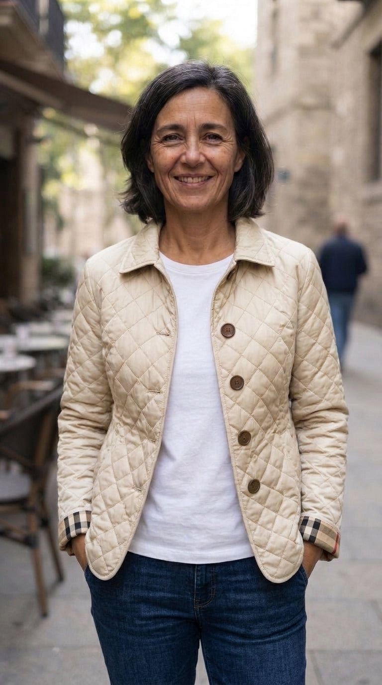 Kelly chaqueta acolchada elegante beige
