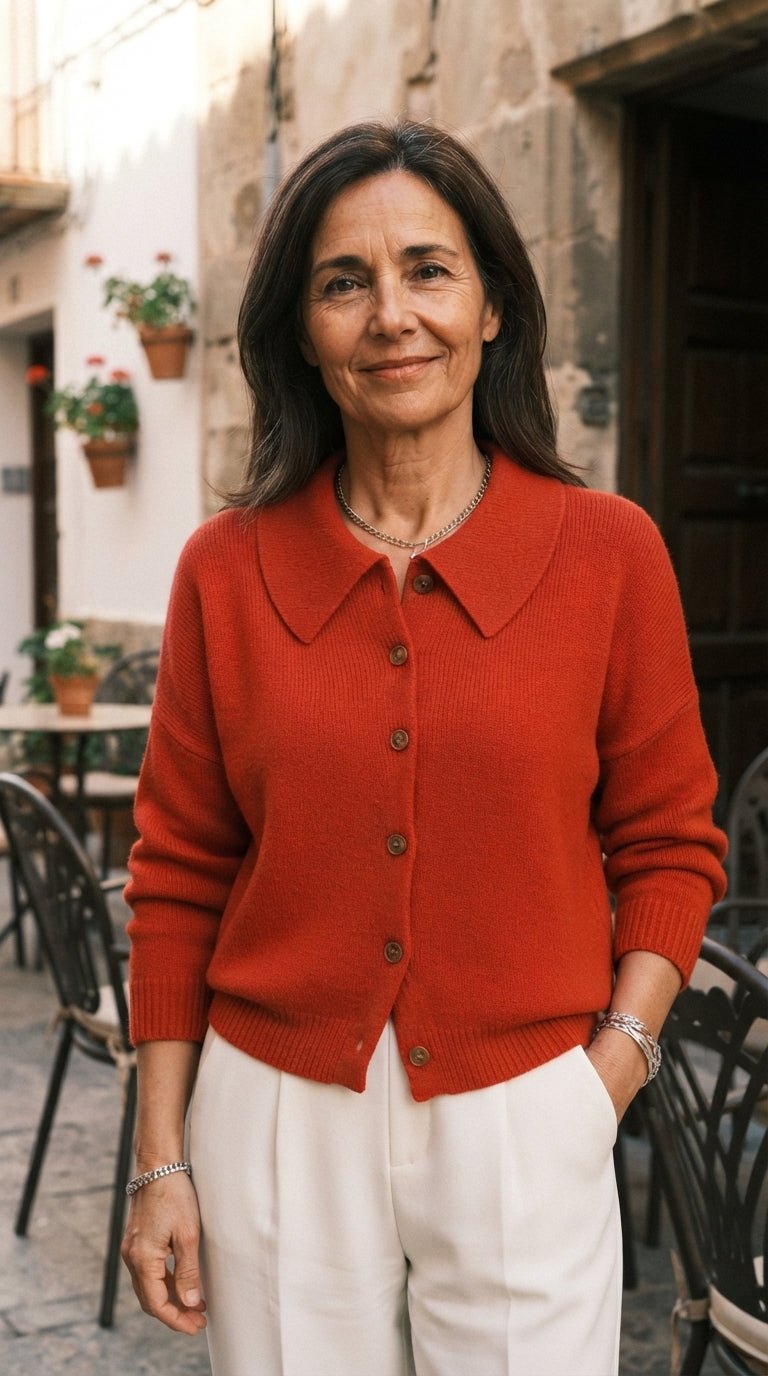 Lola | Chaqueta de Punto con Cuello Camisero - Cendalia