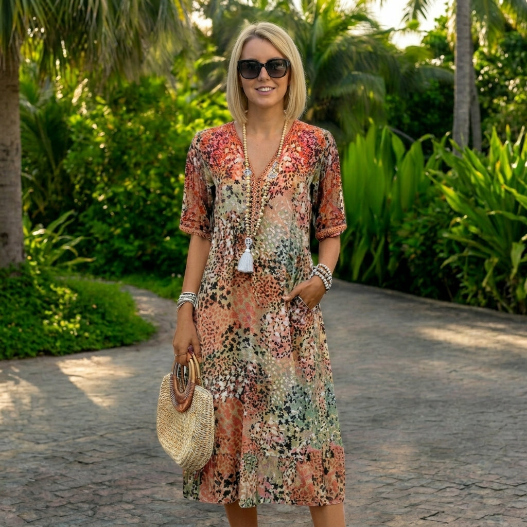 Lunara | Vestido Flotante con Cintura Esculpida