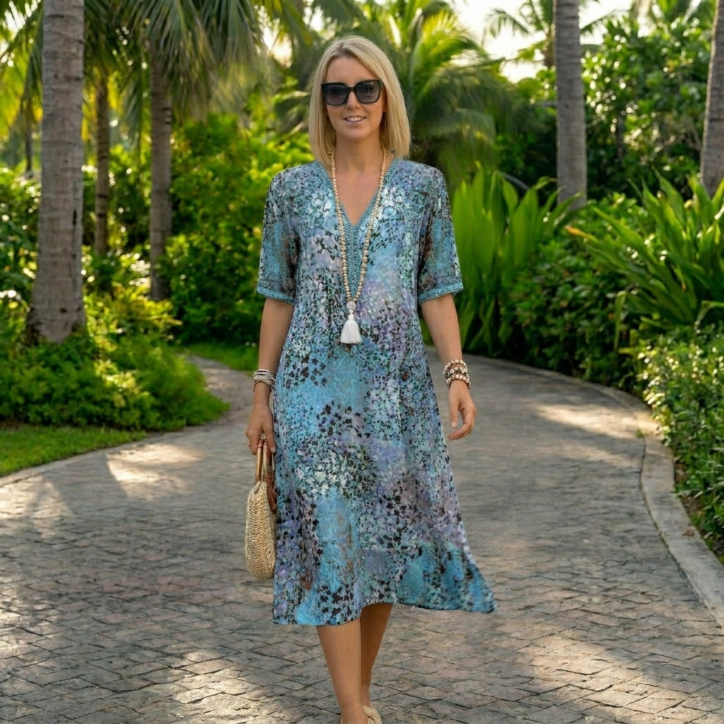 Lunara | Vestido Flotante con Cintura Esculpida
