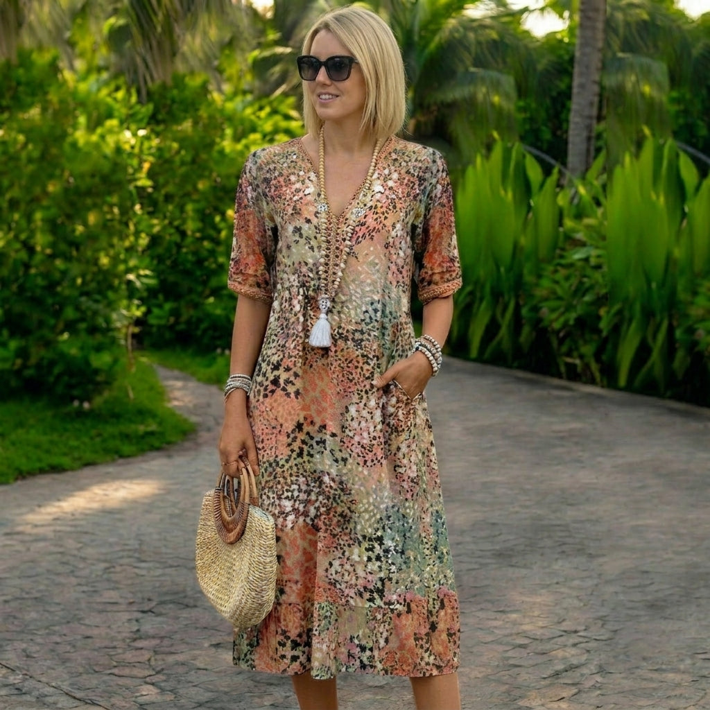 Lunara | Vestido Flotante con Cintura Esculpida