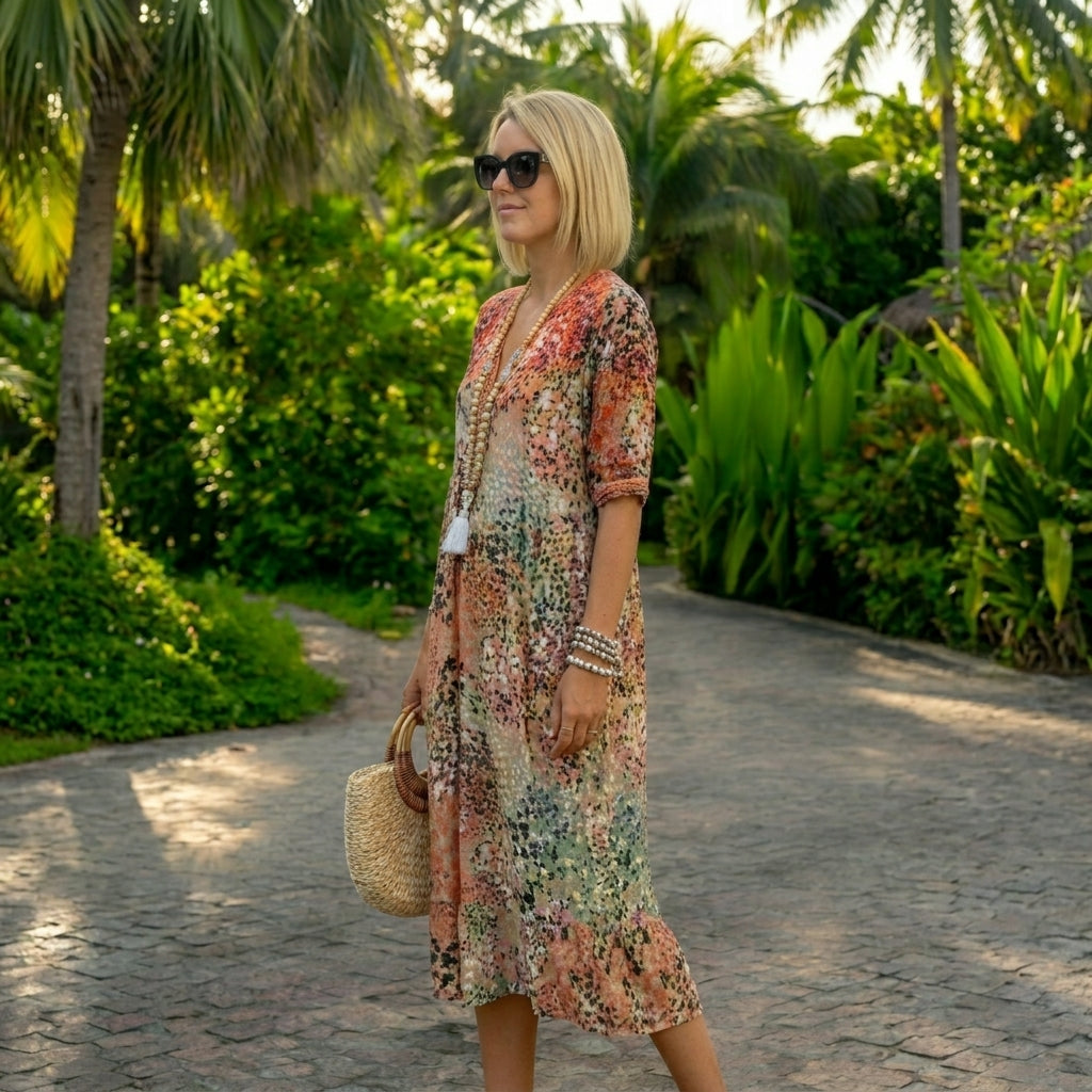 Lunara | Vestido Flotante con Cintura Esculpida