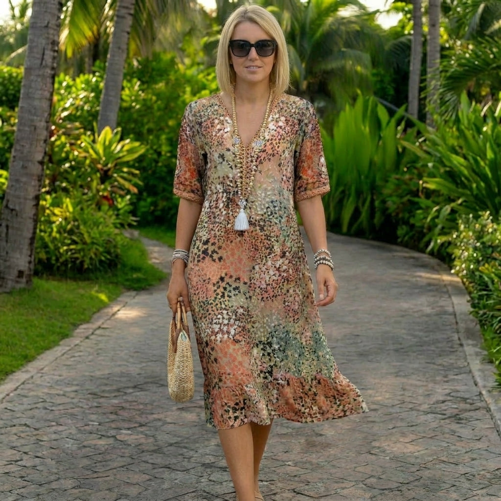 Lunara | Vestido Flotante con Cintura Esculpida